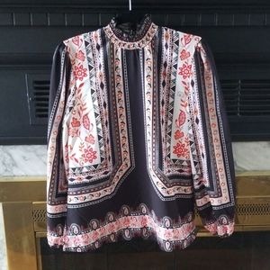 Black & White high neck Holiday blouse